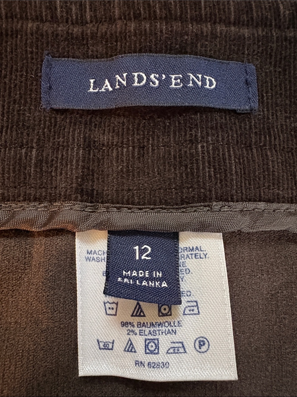 Lands' End Dark Brown Button-Front A-Line Corduroy Skirt Pockets Size 12 - Picture 6 of 9